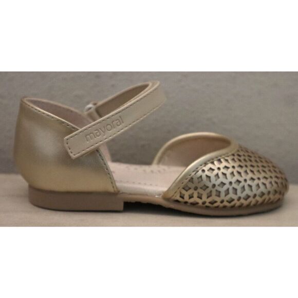 Mayoral 41.444 Little Girls Sz 7.5 Gold Pala Talon Troquel Eyelet Dress Shoes - Picture 8 of 12